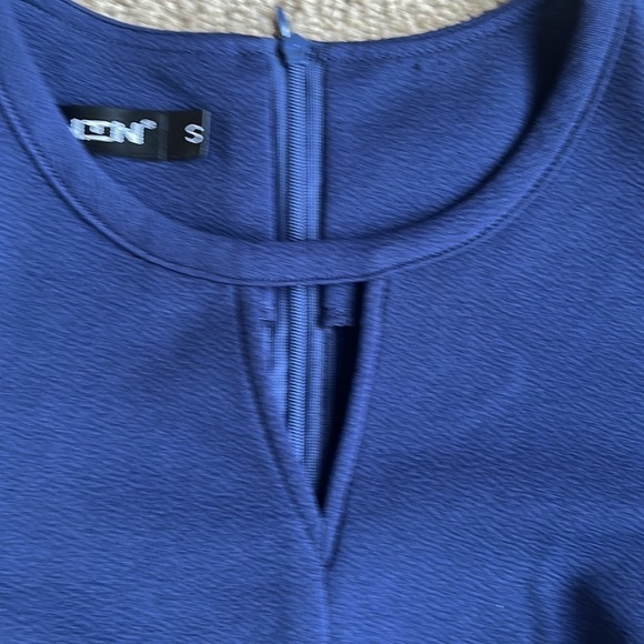 Owin Floral waist fit and flare 3-4 sleeve dress navy blue - Picture 3 of 11